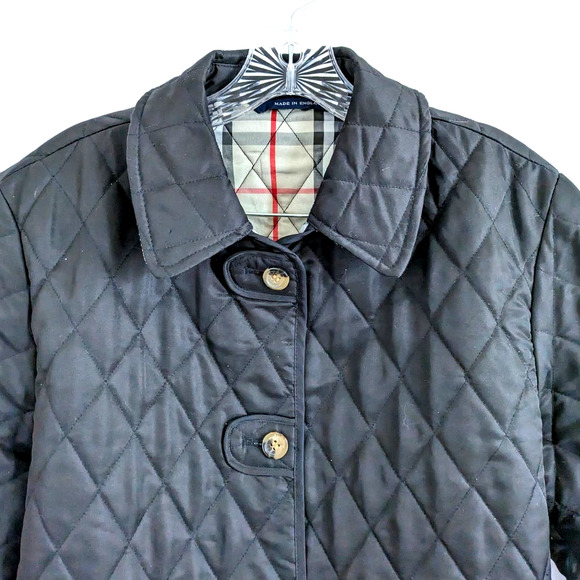 Burberry London Quilted Diamond Black Nova Check Jacket Size Small - Picture 3 of 7